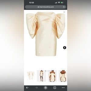 SOLACE LONDON ELINA OFF-THE-SHOULDER DUCHESSE SATIN MINI DRESS UK 8in ivory